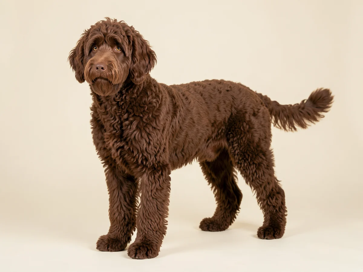 Labradoodle stehend, KI-generiertes Bild