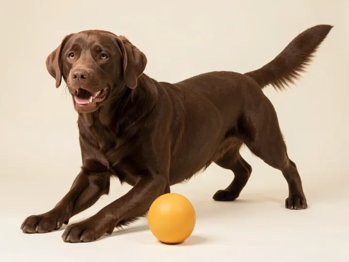 Labrador Retriever spielend, KI-generiertes Bild