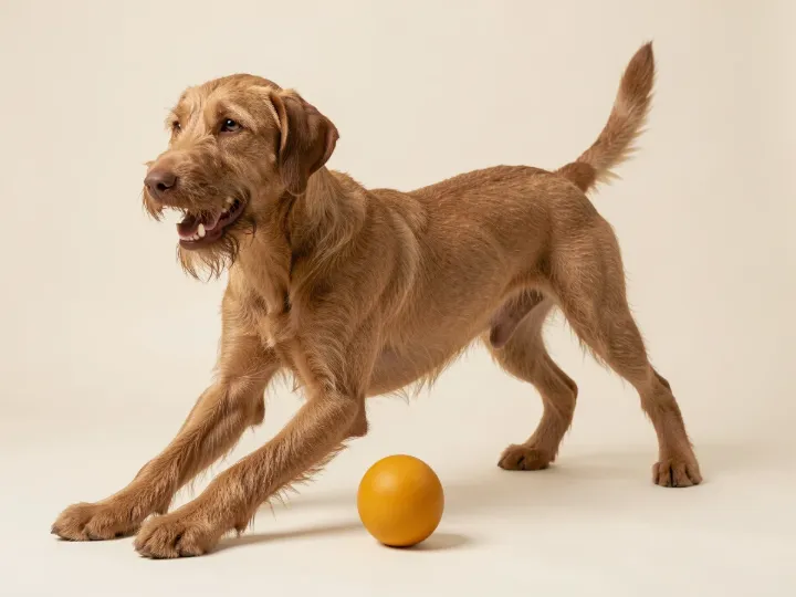 Magyar Vizsla Drahthaar spielend, KI-generiertes Bild