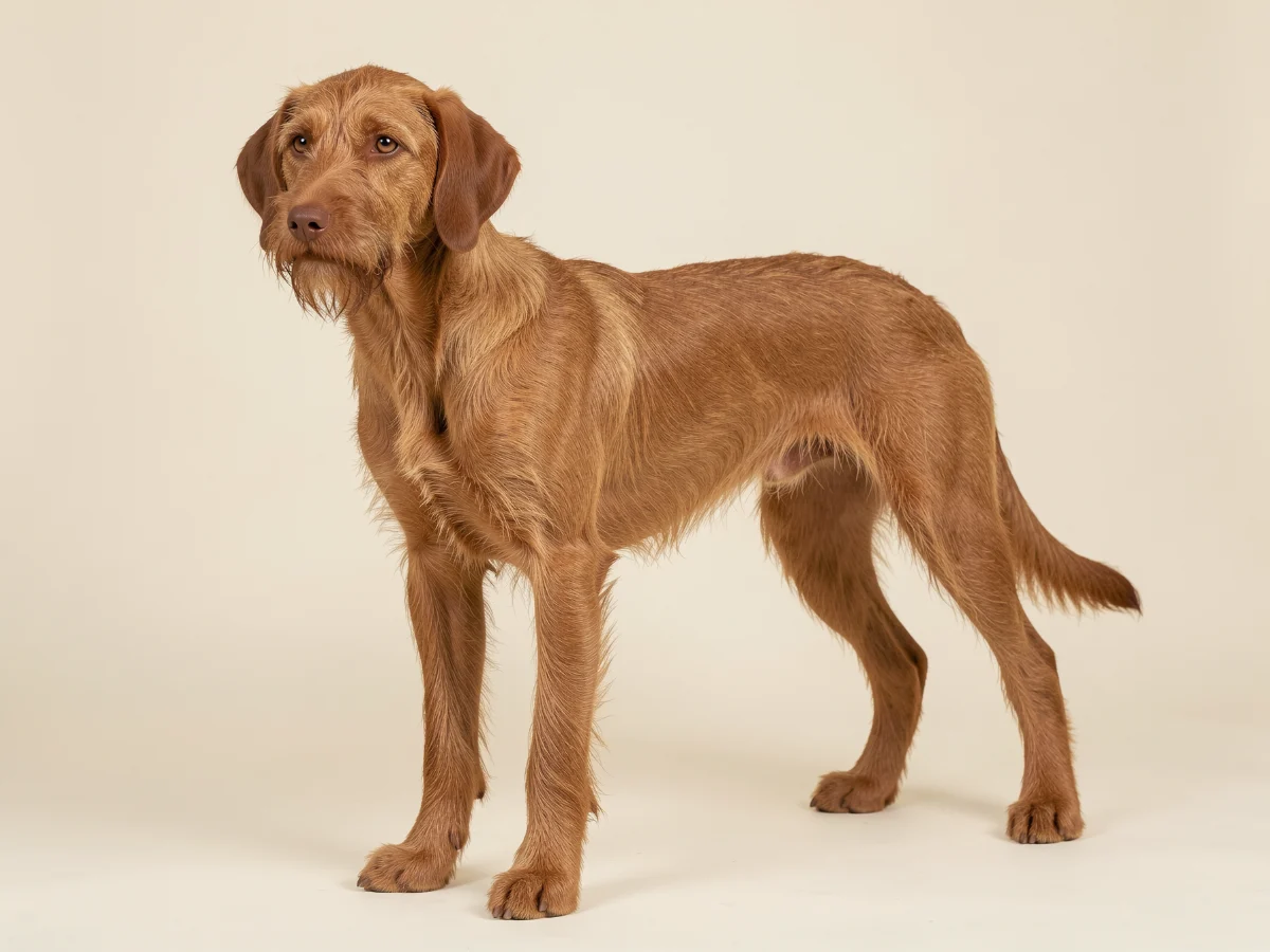 Magyar Vizsla Drahthaar stehend, KI-generiertes Bild