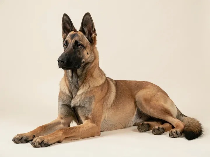 Malinois liegend, KI-generiertes Bild