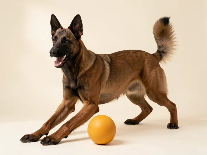 Malinois spielend, KI-generiertes Bild