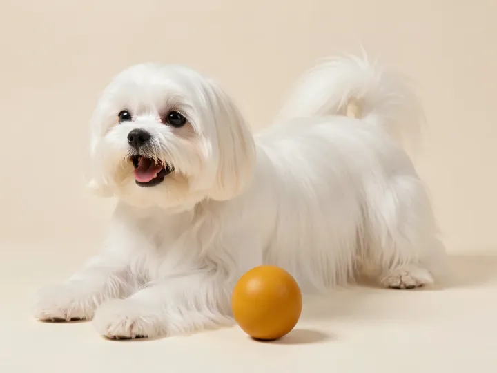 Malteser spielend, KI-generiertes Bild
