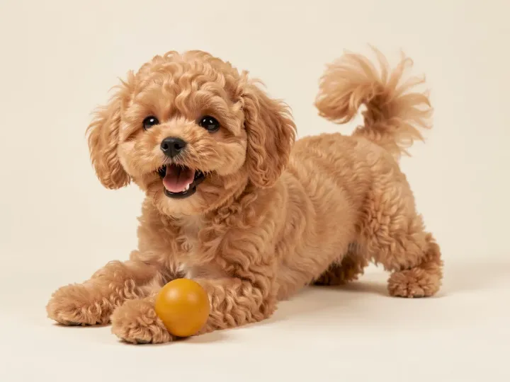 Maltipoo spielend, KI-generiertes Bild