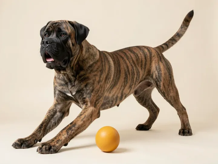 Mastiff spielend, KI-generiertes Bild