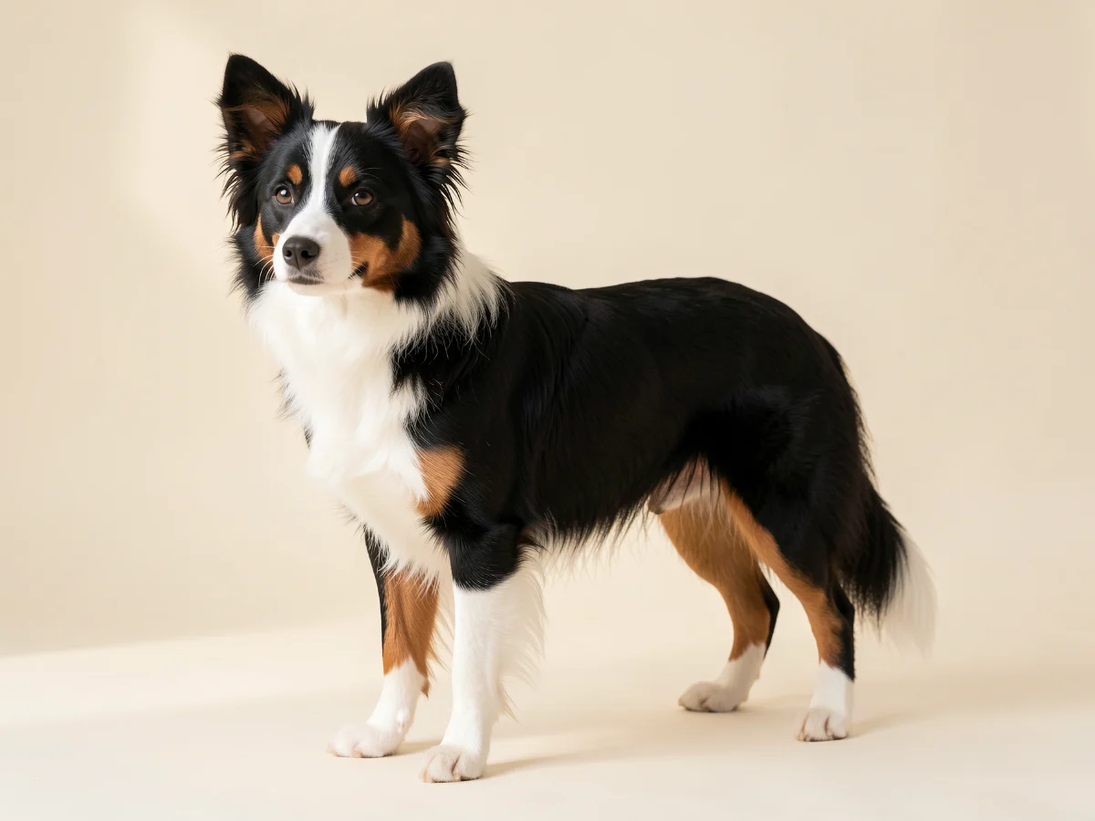 Miniature American Shepherd stehend, KI-generiertes Bild