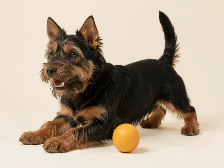 Norwich Terrier spielend, KI-generiertes Bild