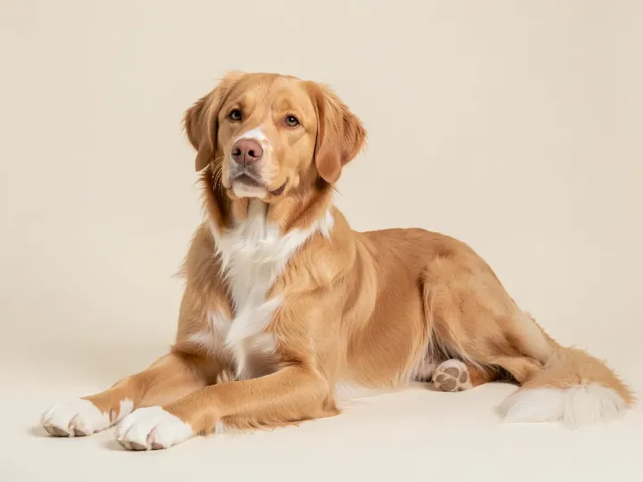 Nova Scotia Duck Tolling Retriever liegend, KI-generiertes Bild
