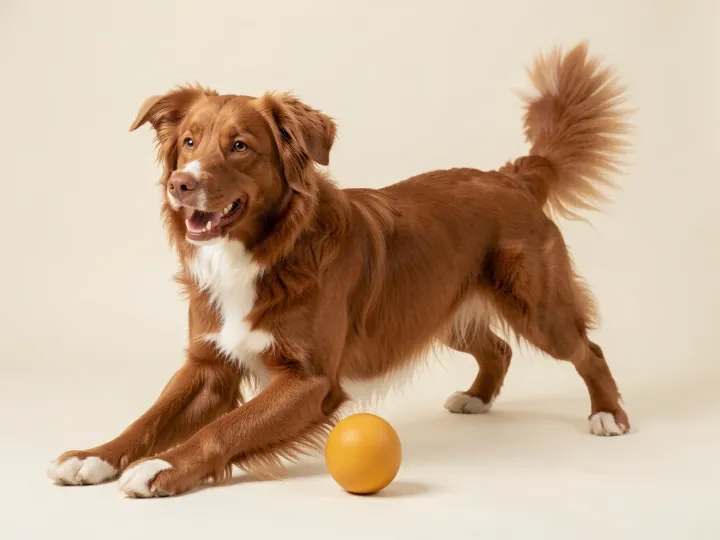 Nova Scotia Duck Tolling Retriever spielend, KI-generiertes Bild