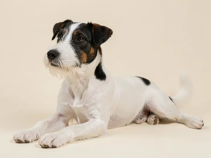 Parson Russell Terrier liegend, KI-generiertes Bild
