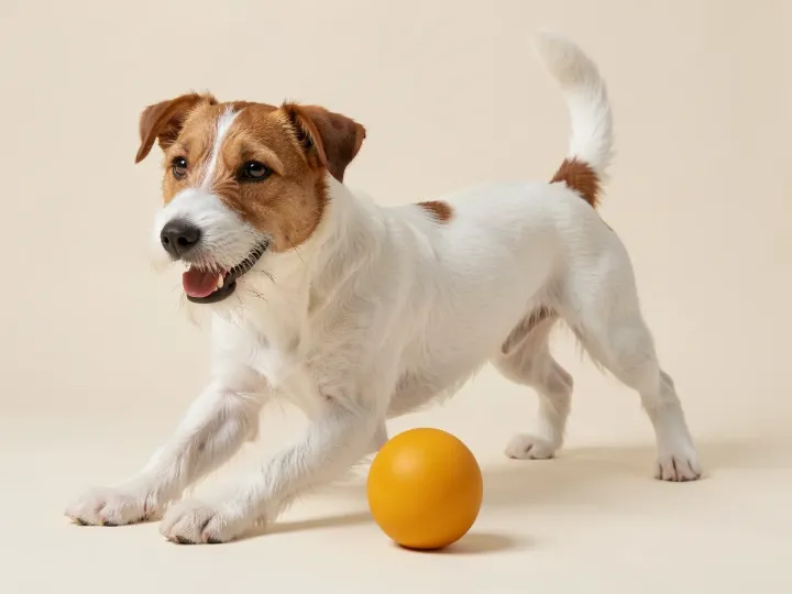 Parson Russell Terrier spielend, KI-generiertes Bild