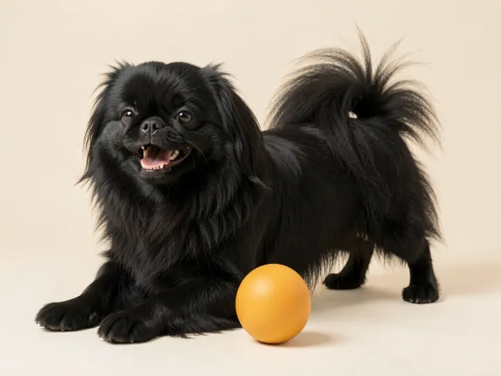 Pekingese spielend, KI-generiertes Bild