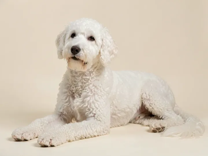 Perro de Agua Español liegend, KI-generiertes Bild