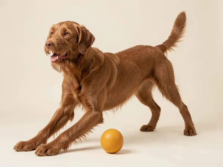 Pudelpointer spielend, KI-generiertes Bild