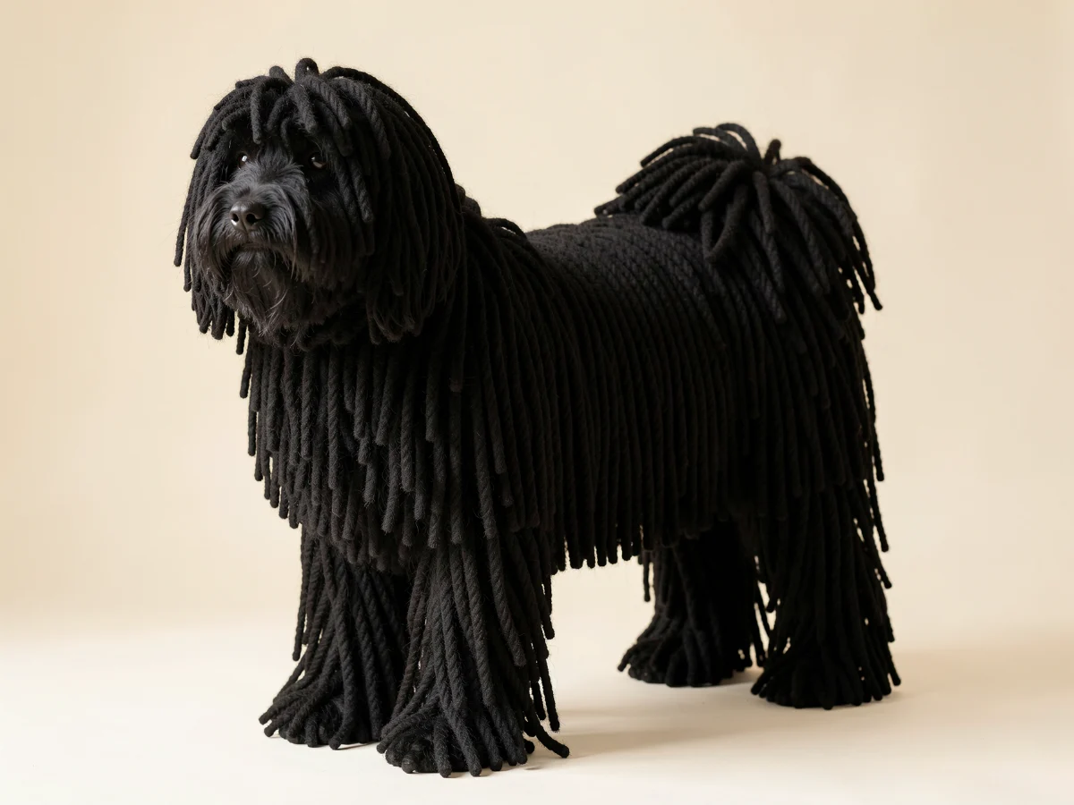 Puli stehend, KI-generiertes Bild