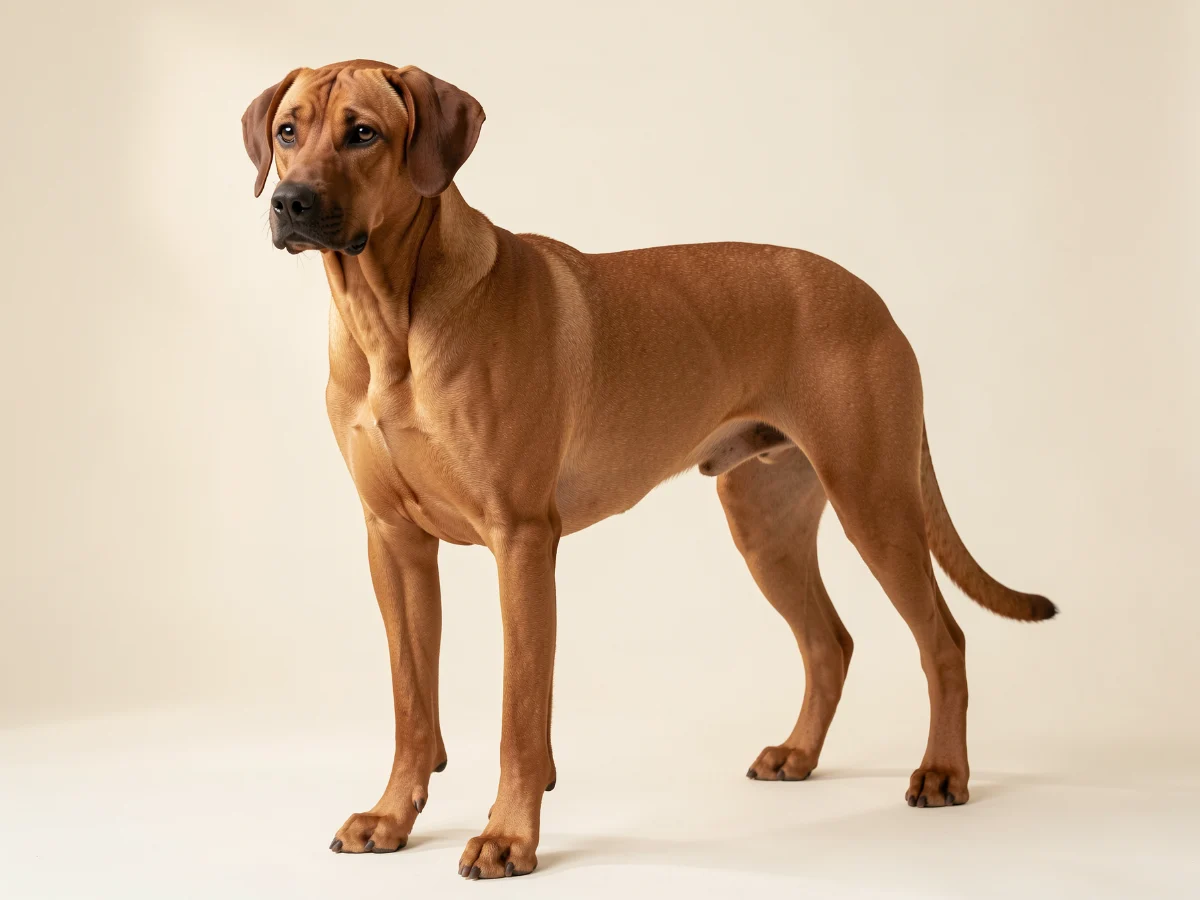 Rhodesian Ridgeback stehend, KI-generiertes Bild