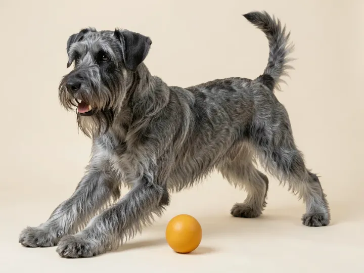 Riesenschnauzer spielend, KI-generiertes Bild