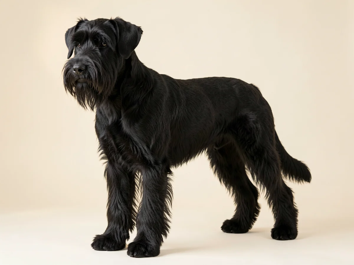 Riesenschnauzer stehend, KI-generiertes Bild