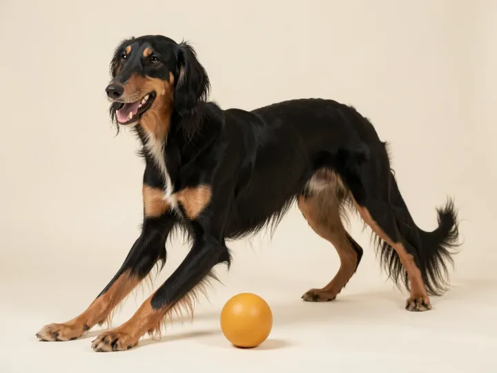 Saluki spielend, KI-generiertes Bild