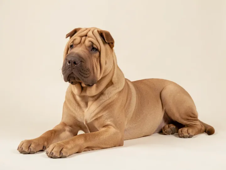 Shar Pei liegend, KI-generiertes Bild