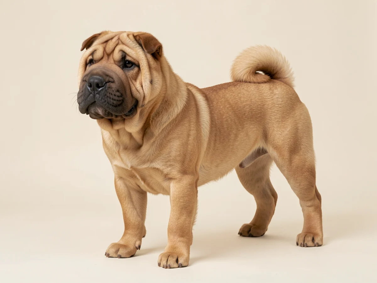 Shar Pei stehend, KI-generiertes Bild