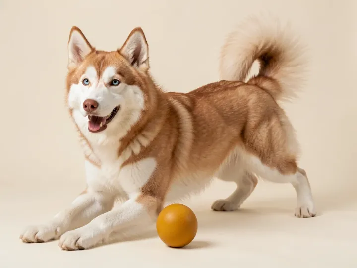 Siberian Husky spielend, KI-generiertes Bild