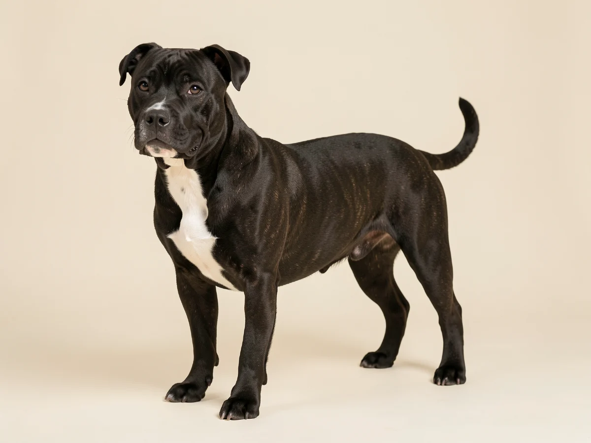 Staffordshire Bull Terrier stehend, KI-generiertes Bild