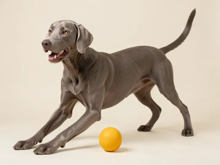 Weimaraner spielend, KI-generiertes Bild