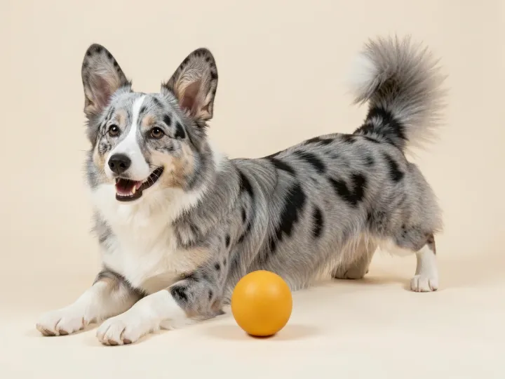 Welsh Corgi Cardigan spielend, KI-generiertes Bild