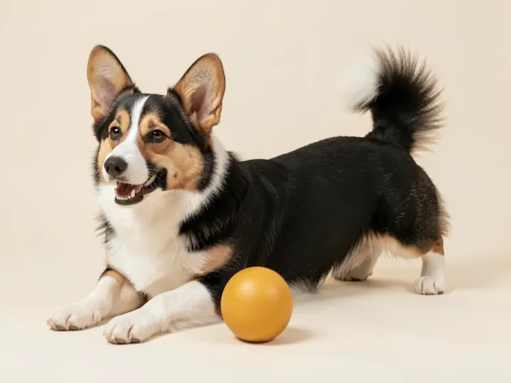 Welsh Corgi Pembroke spielend, KI-generiertes Bild