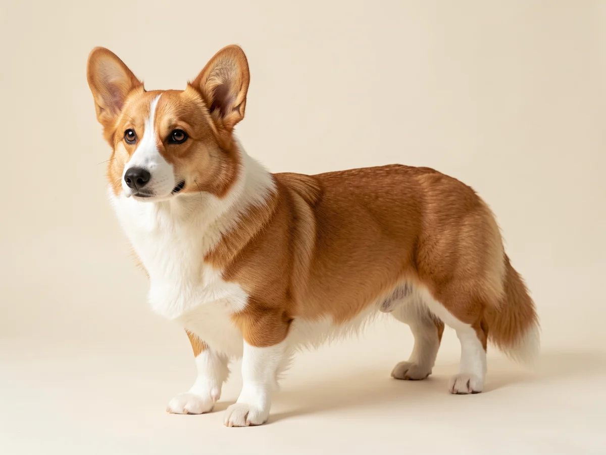 Welsh Corgi Pembroke stehend, KI-generiertes Bild