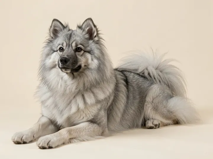 Wolfsspitz liegend, KI-generiertes Bild