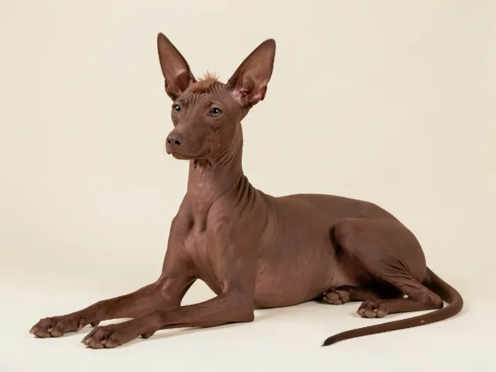 Xoloitzcuintle liegend, KI-generiertes Bild